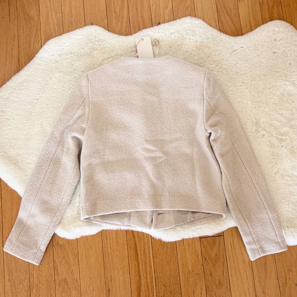 Quince 100% Merino Wool Collarless Cropped Jacket in Heather Bone size S - Picture 4 of 8